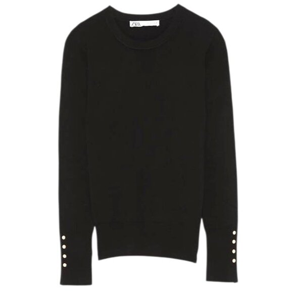 Zara Basic Basic Plain Long Sleeve Sweater in Black - Picture 1 of 8